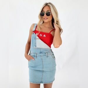 Lane 201 Light Denim Overall Dress
